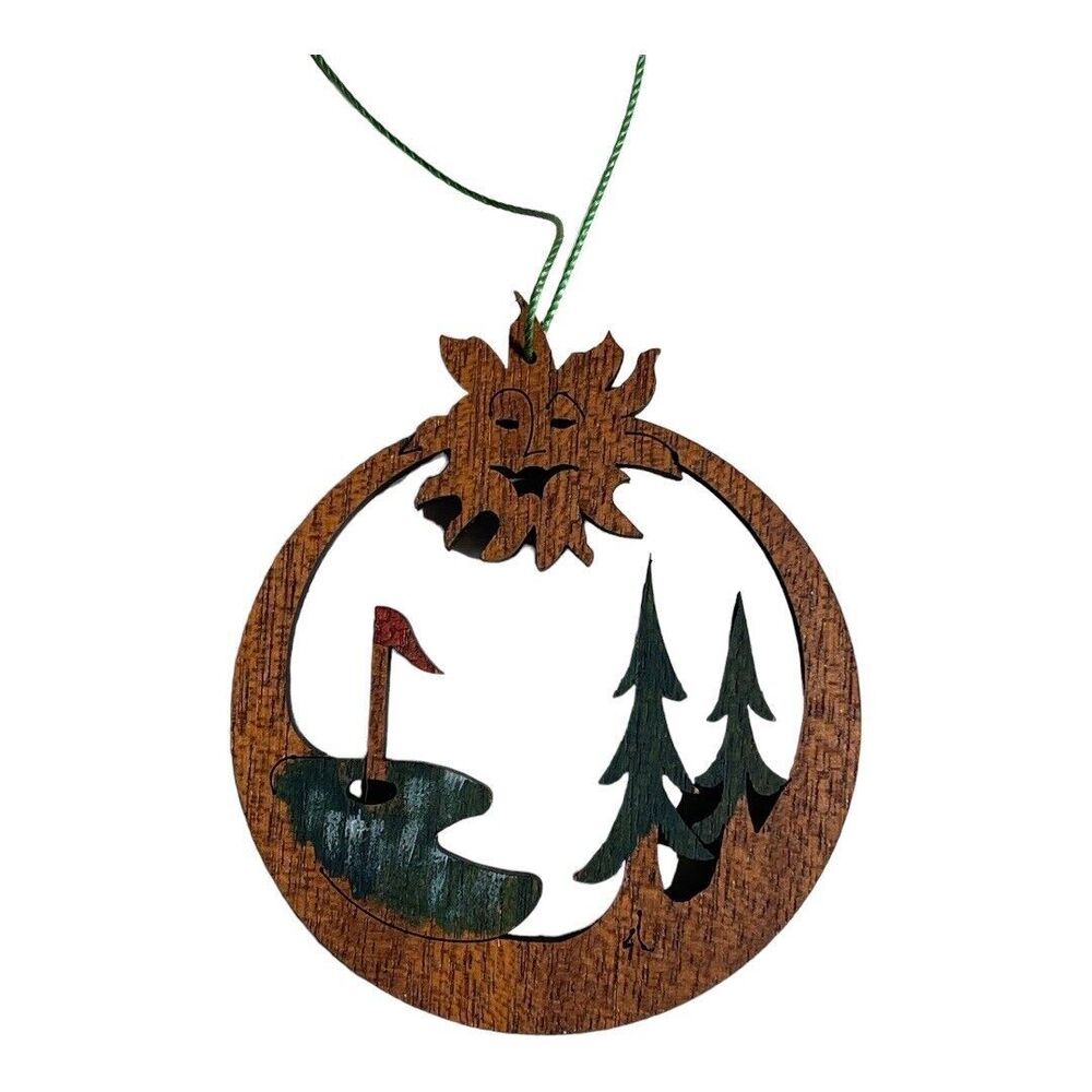 Wooden Golf Cart Christmas Tree Ornament